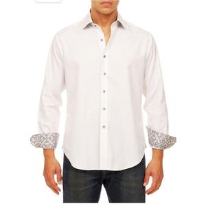 Robert Graham Men's 3XL White Jacquard Paisley Baroque Flip Cuff